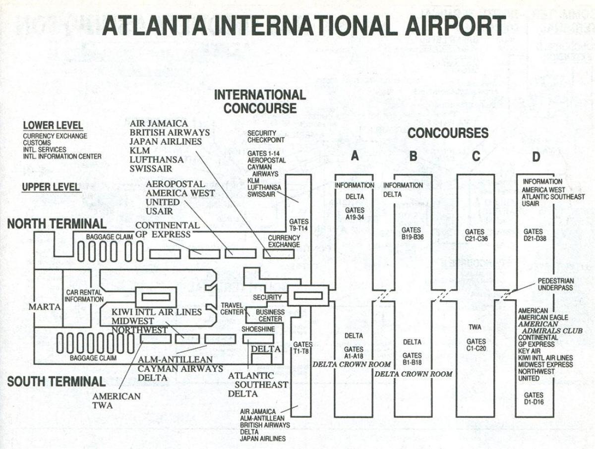 Атланта нисэх онгоцны буудлын терминал ийн газрын зураг